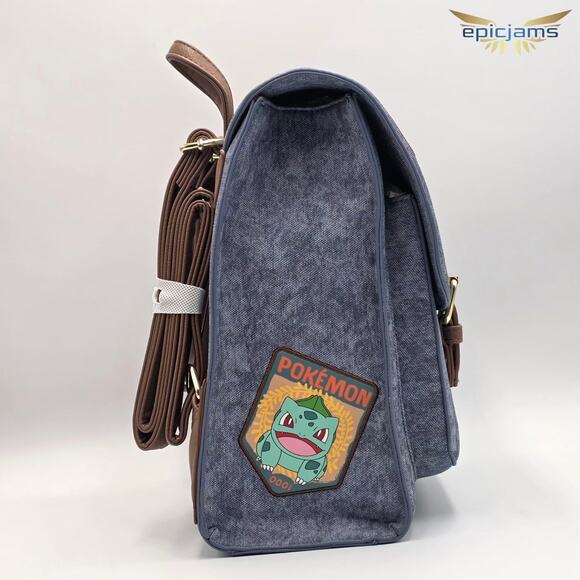 Loungefly Pokémon Pikachu Eevee Squirtle Patches Blue Denim Mini Backpack Bag - Picture 5 of 11